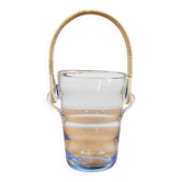Seau à glace - Rotin et verre ondulé - Années 60 Seau à glace - Rotin et ve