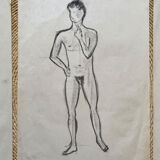 Set of three drawings study of nudes 1920