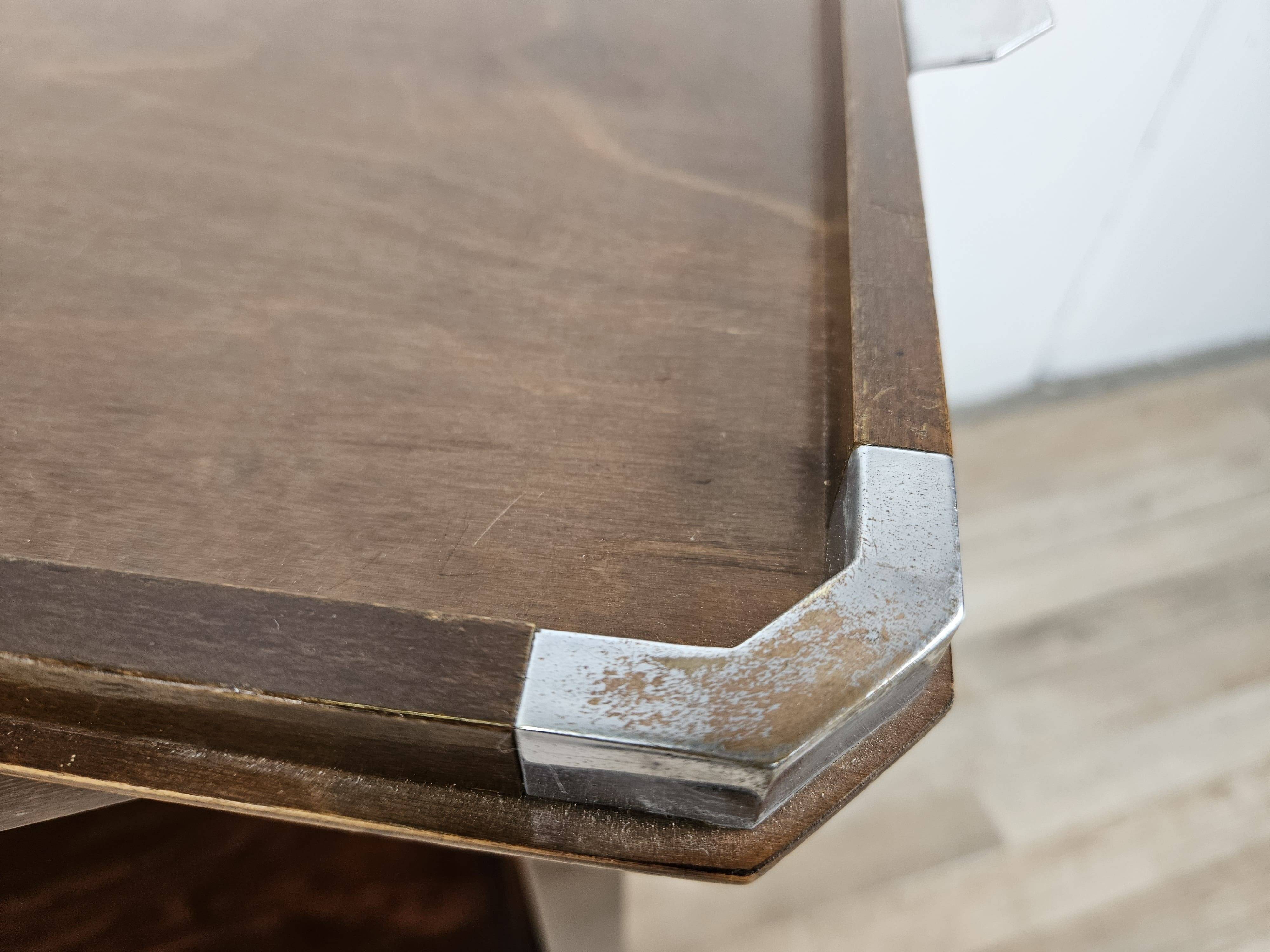 1930s art decò tray by fada in wood and metal