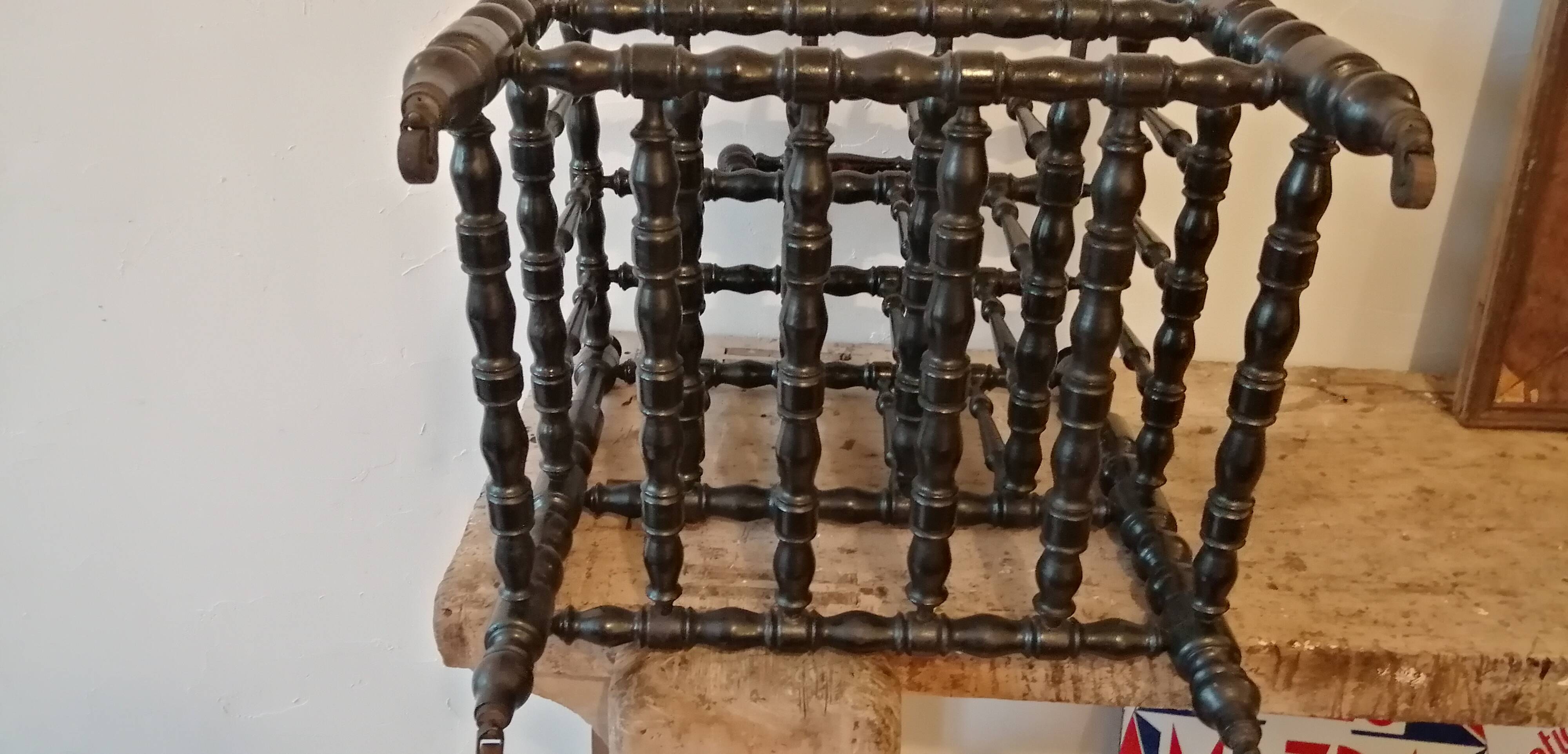 Magazine holder in blackened wood, Napoleon III partition shelf, late 19th century