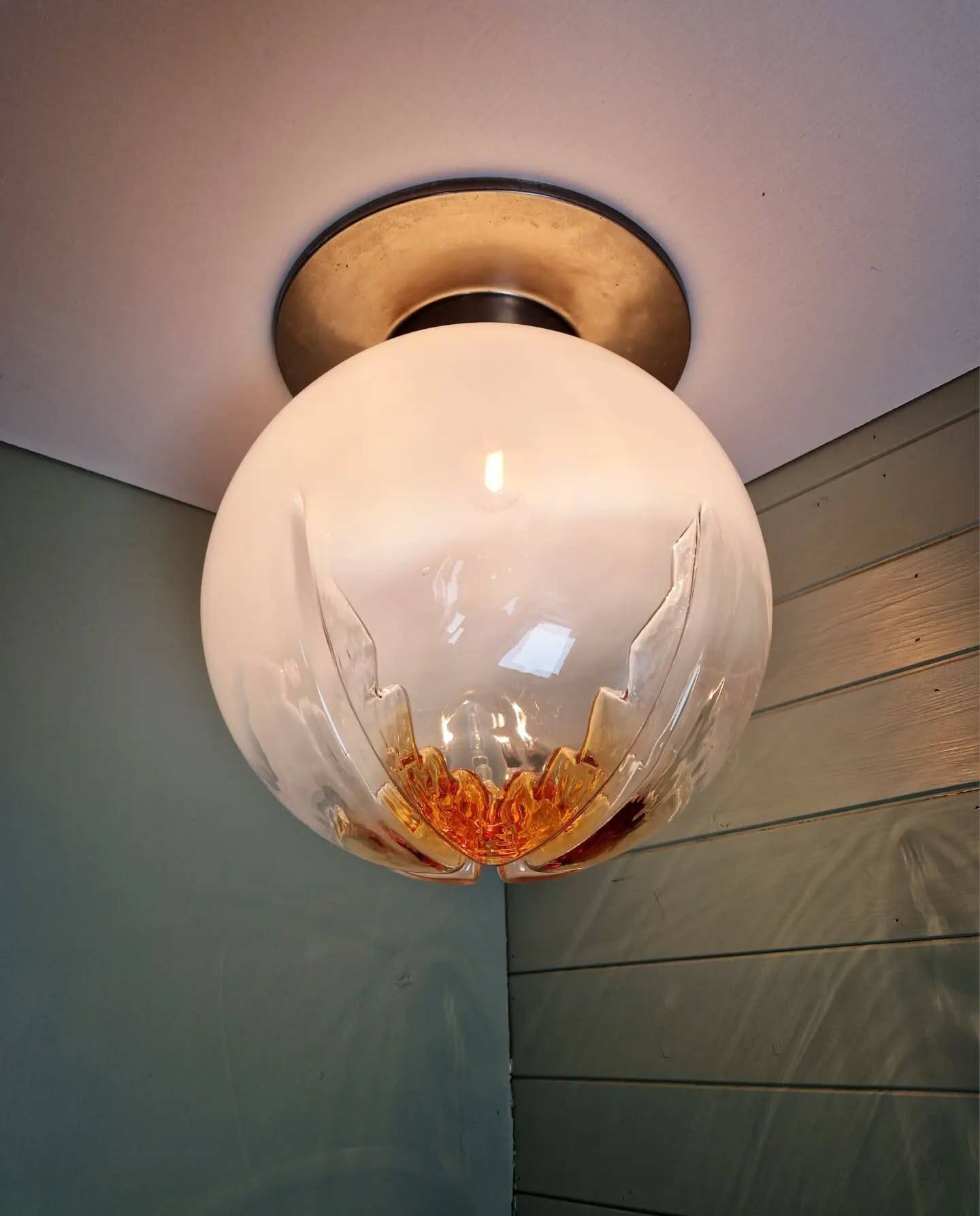 Large Murano glass ceiling light, Mazzega (Italy), 1970.