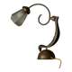 Sculptural table lamp in brass and opaline glass, early 20th century.