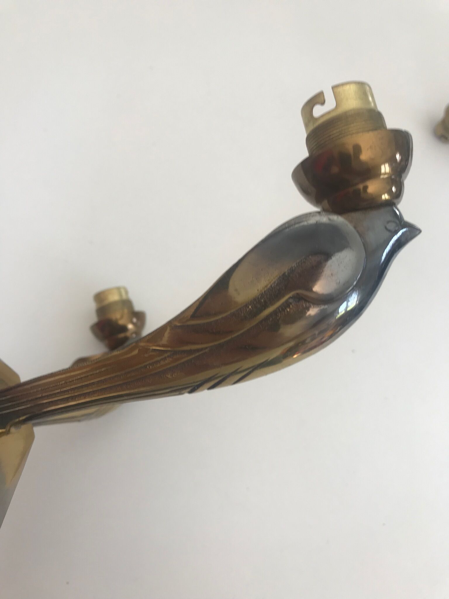 Pair of wall light vintage bronze swallows Annees 50