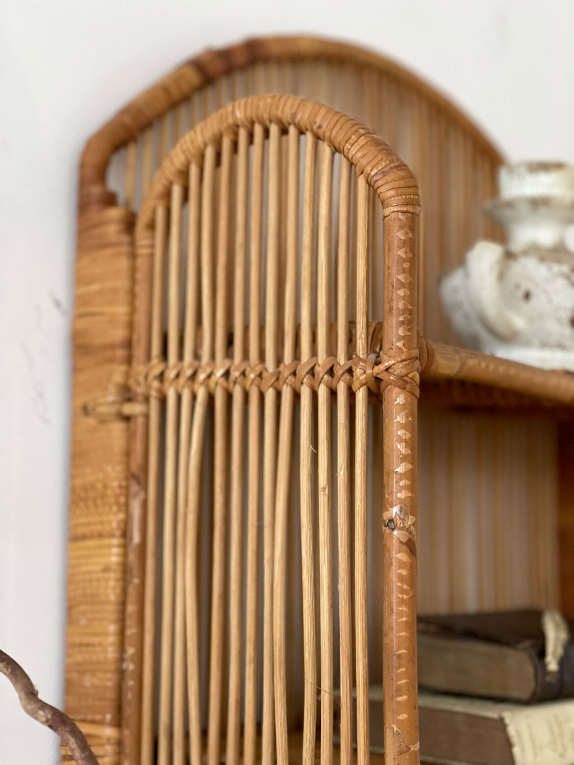 Rattan wall shelf