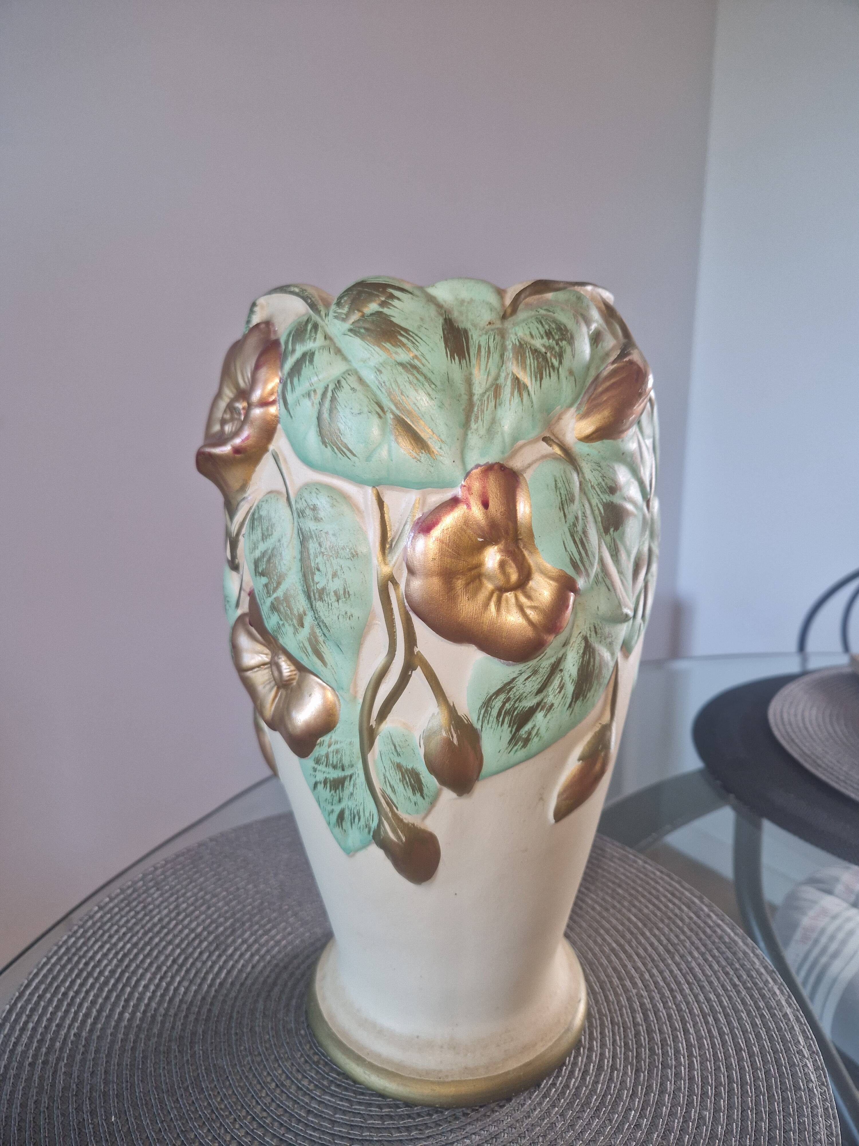 Antique Burmantofts Faience vase – England – relief floral decoration