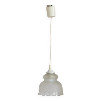 Vintage French white glass flower decorated pendant ceiling light 4722