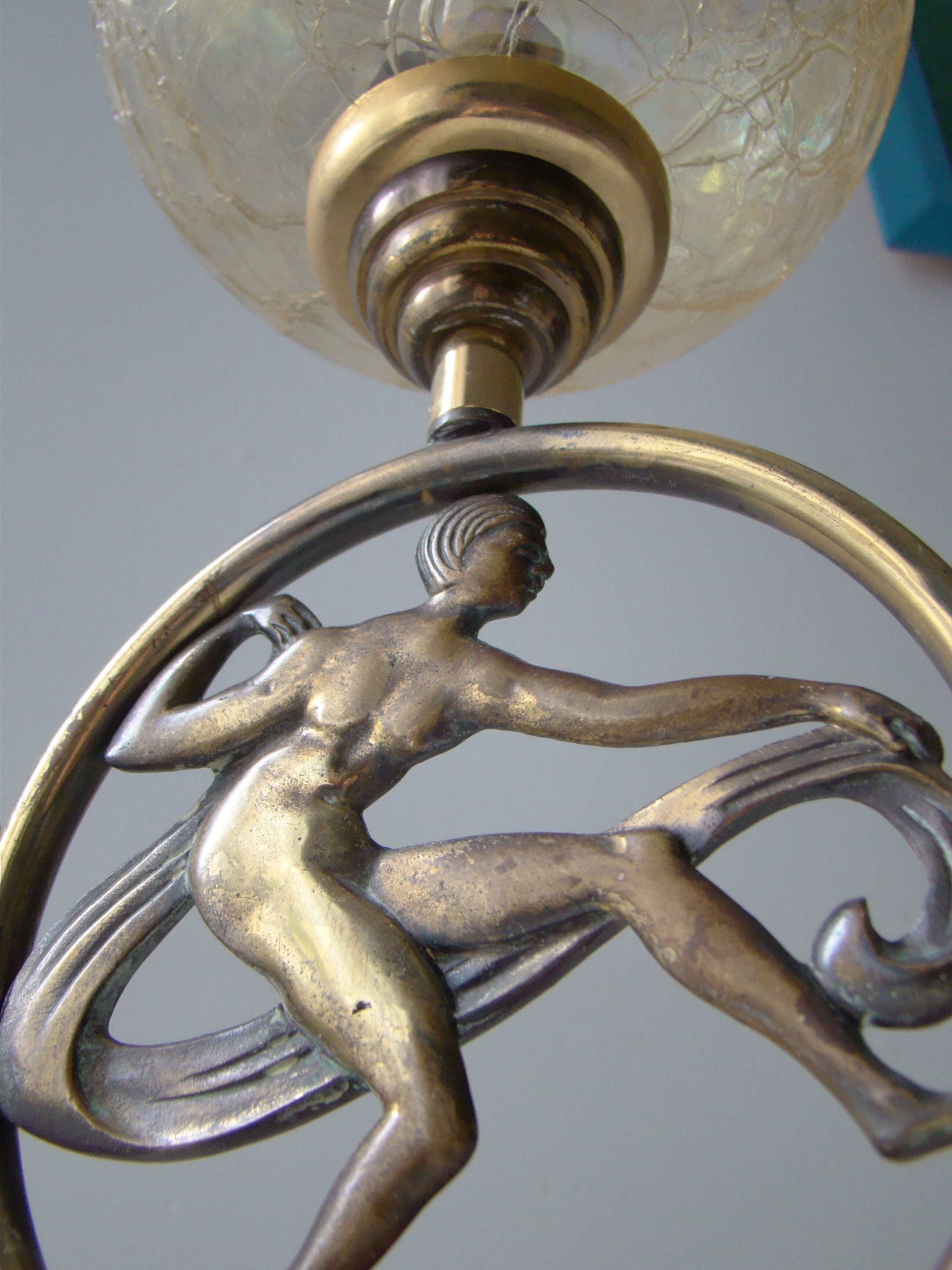 Art Deco golden brass lamp