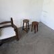 Pair of antique stools with turned legs.