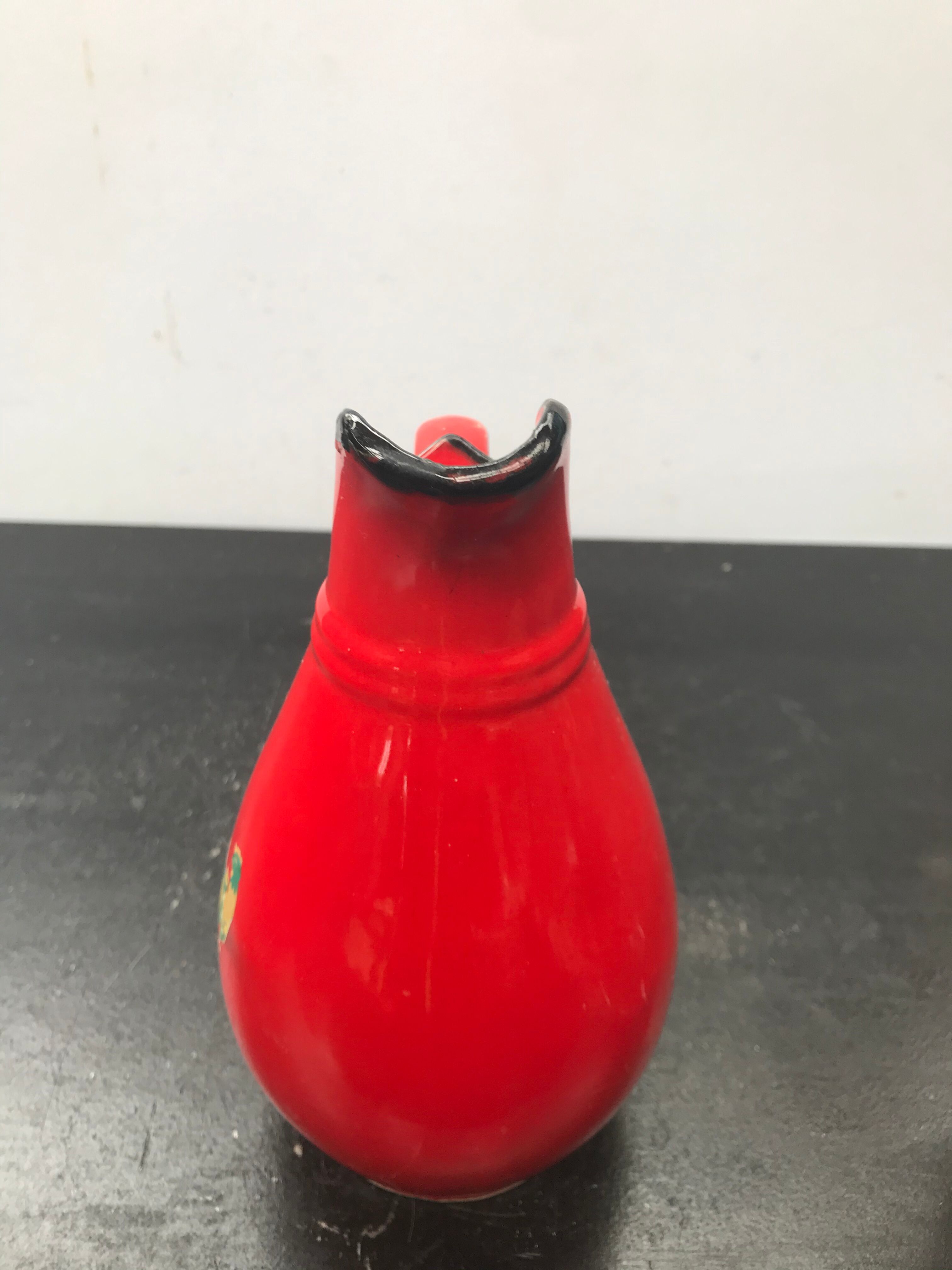 Old red ceramics pitcher vintage 70s