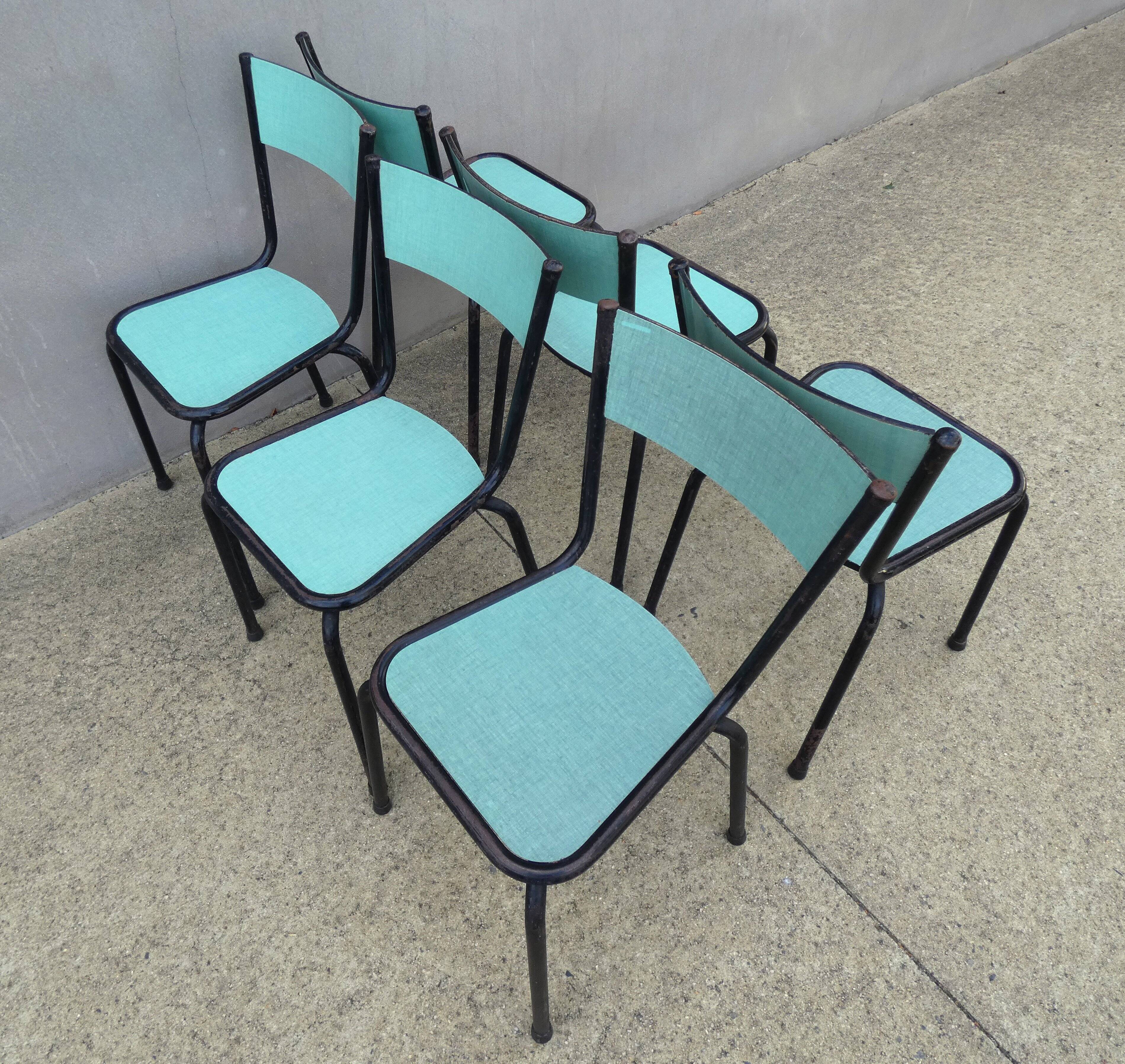 6 chaises en formica vert mint design vintage