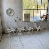 4 white wooden garden chairs