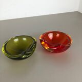 Murano Sommerso glass shell bowls Cenedese Vetri, 1960s