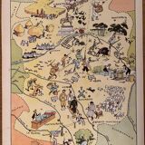 Old illustrated map of The Orleans Berry 1929 - JP Pinchon