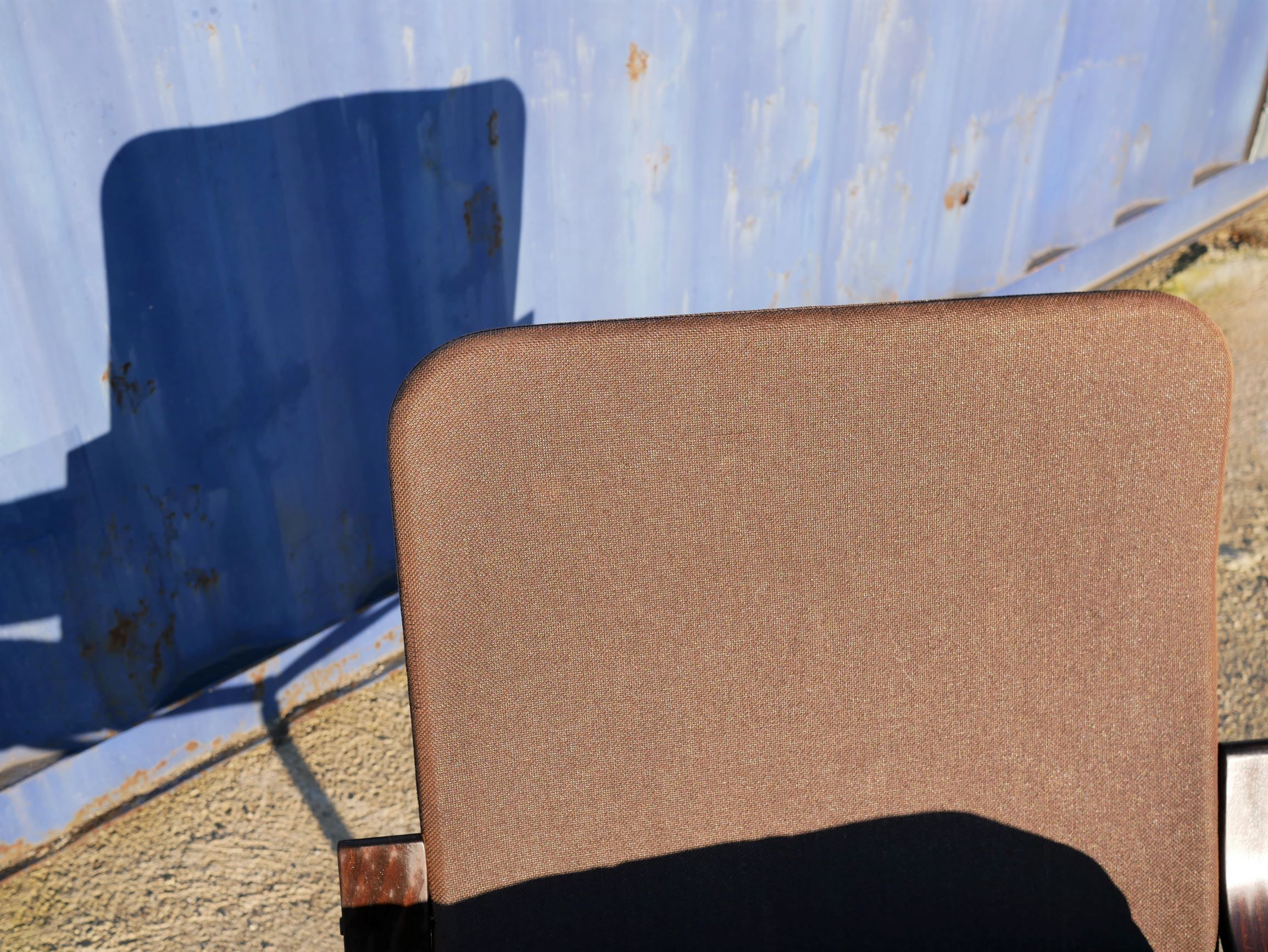 Armchair swivel vintage leather, wood and metal