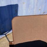 Armchair swivel vintage leather, wood and metal