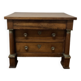 19th century Empire style walnut chest of drawers. It opens with 3 drawers in