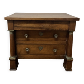 19th century Empire style walnut chest of drawers. It opens with 3 drawers in