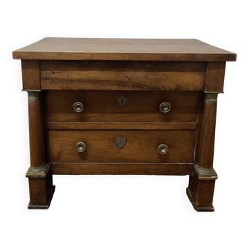 19th century Empire style walnut chest of drawers. It opens with 3 drawers in