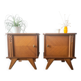 Pair of retro bedside tables with beveled legs