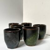 handmade ceramic service: 6-piece glazed stoneware coffee cups