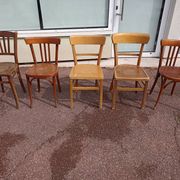 Set of 16 mismatched wooden bistro chairs - vintage - luterma