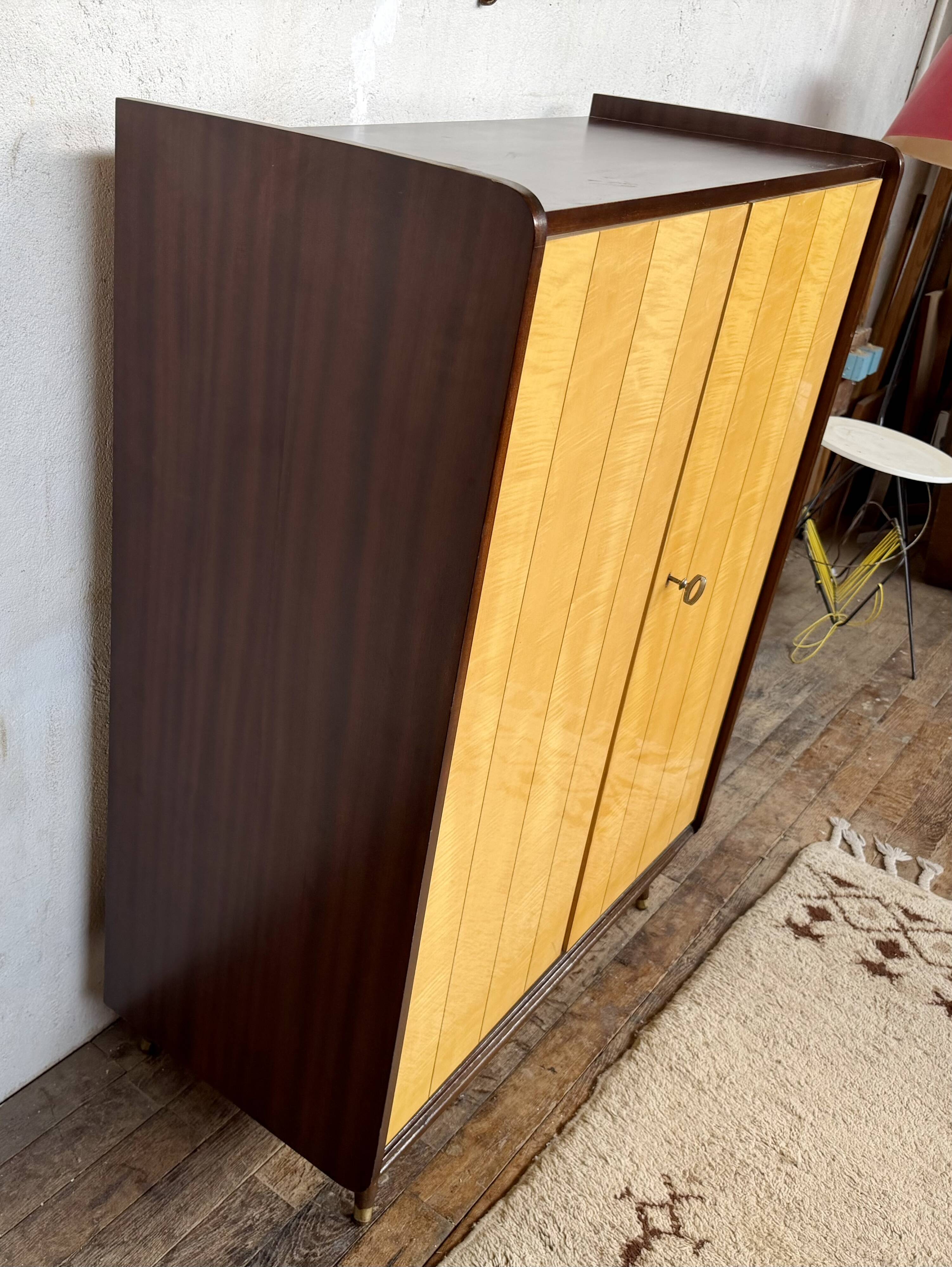 Vintage two-tone wardrobe – Tapered legs – 1960s Scandinavian style