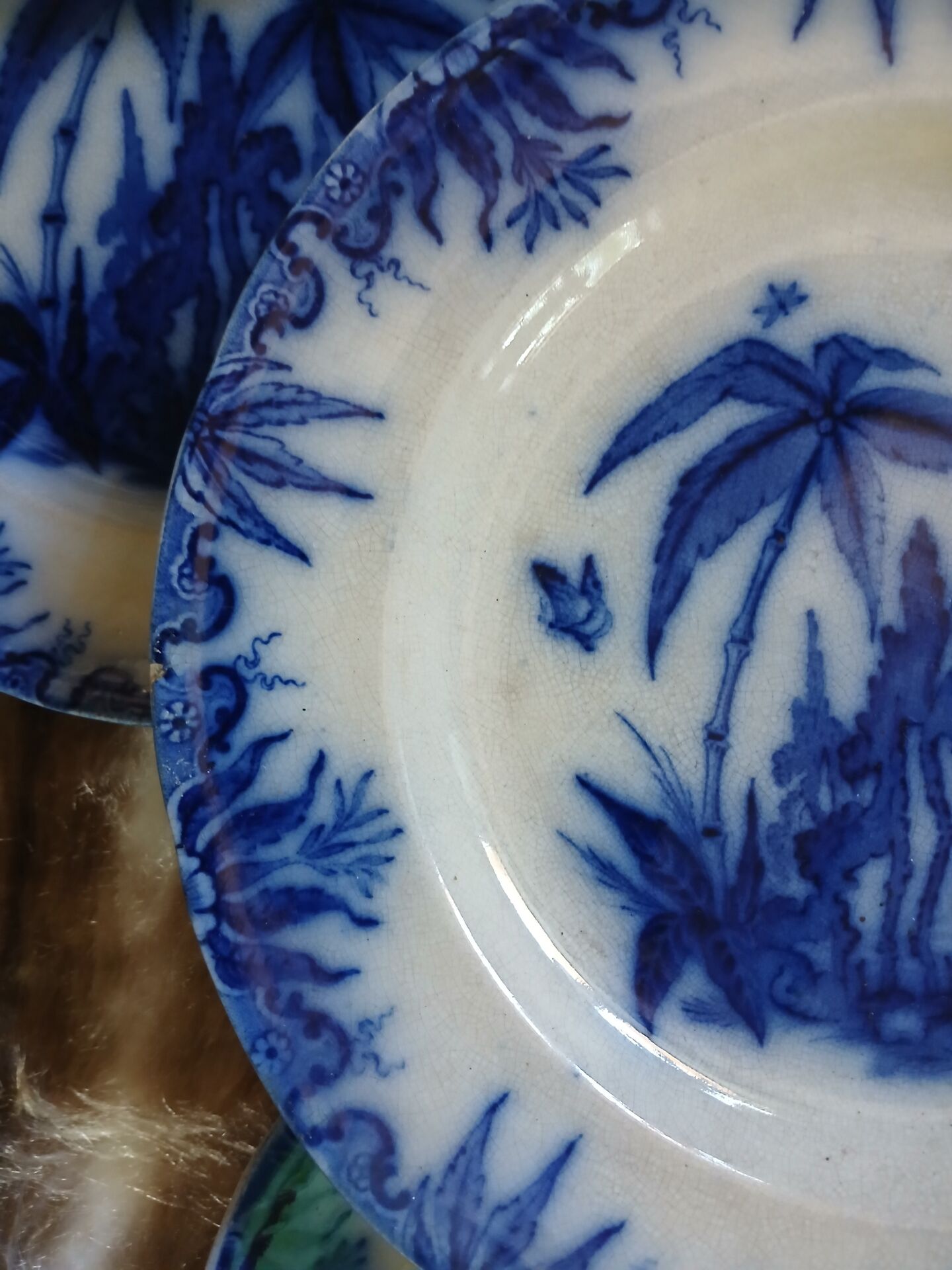 8 very old flat plates made of ironstone