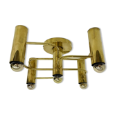 Vintage mid-century modern brass ceiling lamp Leola flushmount by Sciolari, Germany, 1970s