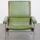 Green cowhide Leather and Wooden Vintage Armchair