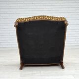 1950s, Danish relax chair, furniture velour, carved ash wood.