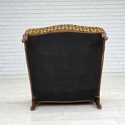 1950s, Danish relax chair, furniture velour, carved ash wood.