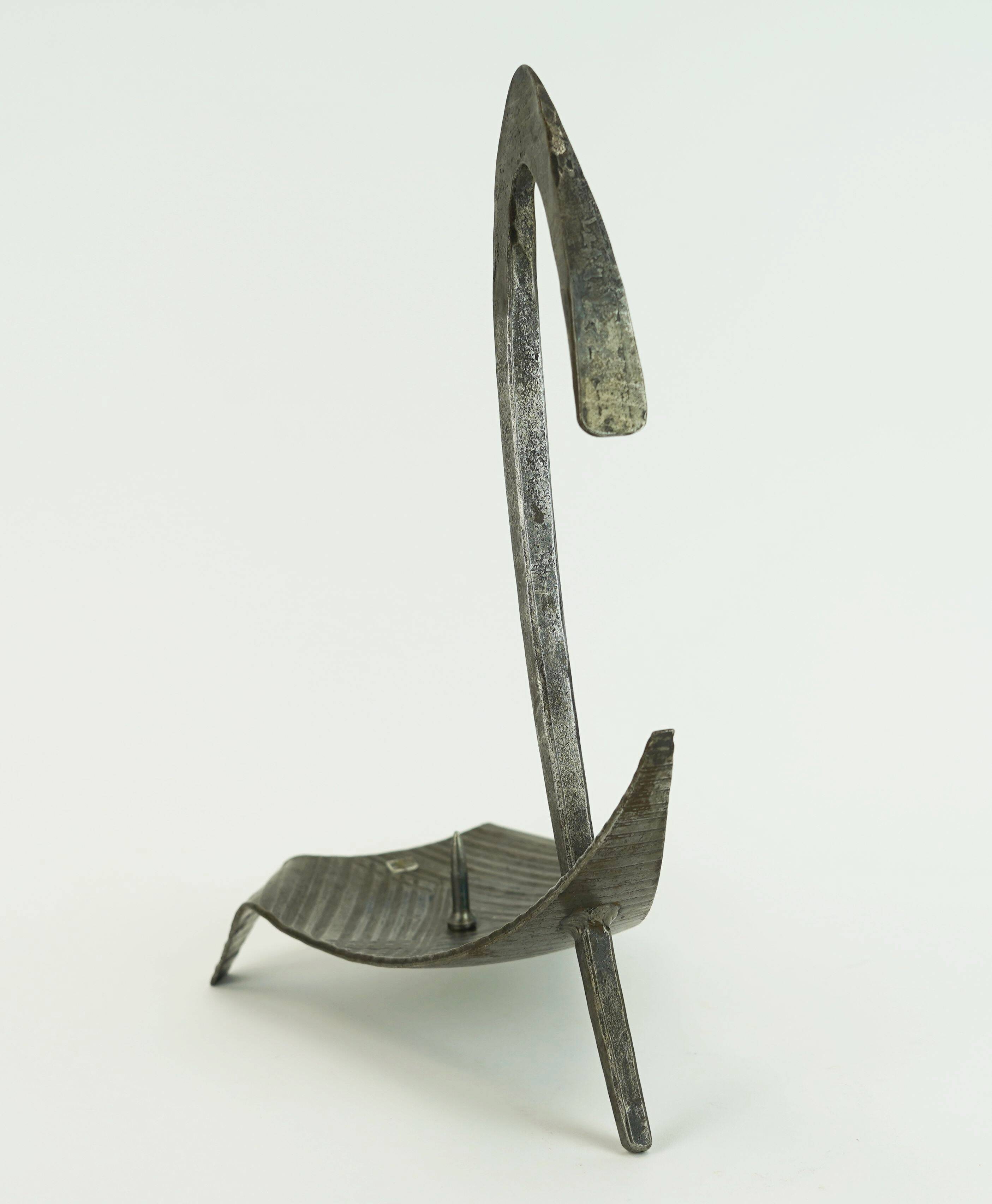 sculptural mid century modern brutalist iron CANDLE HOLDER 1960s 1970s