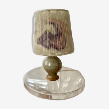 Vintage lamp in pyrite sandstone with wool lampshade