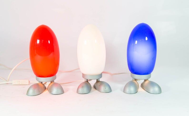 Set of 3 lamps egg red white and blue Ikea 80s
