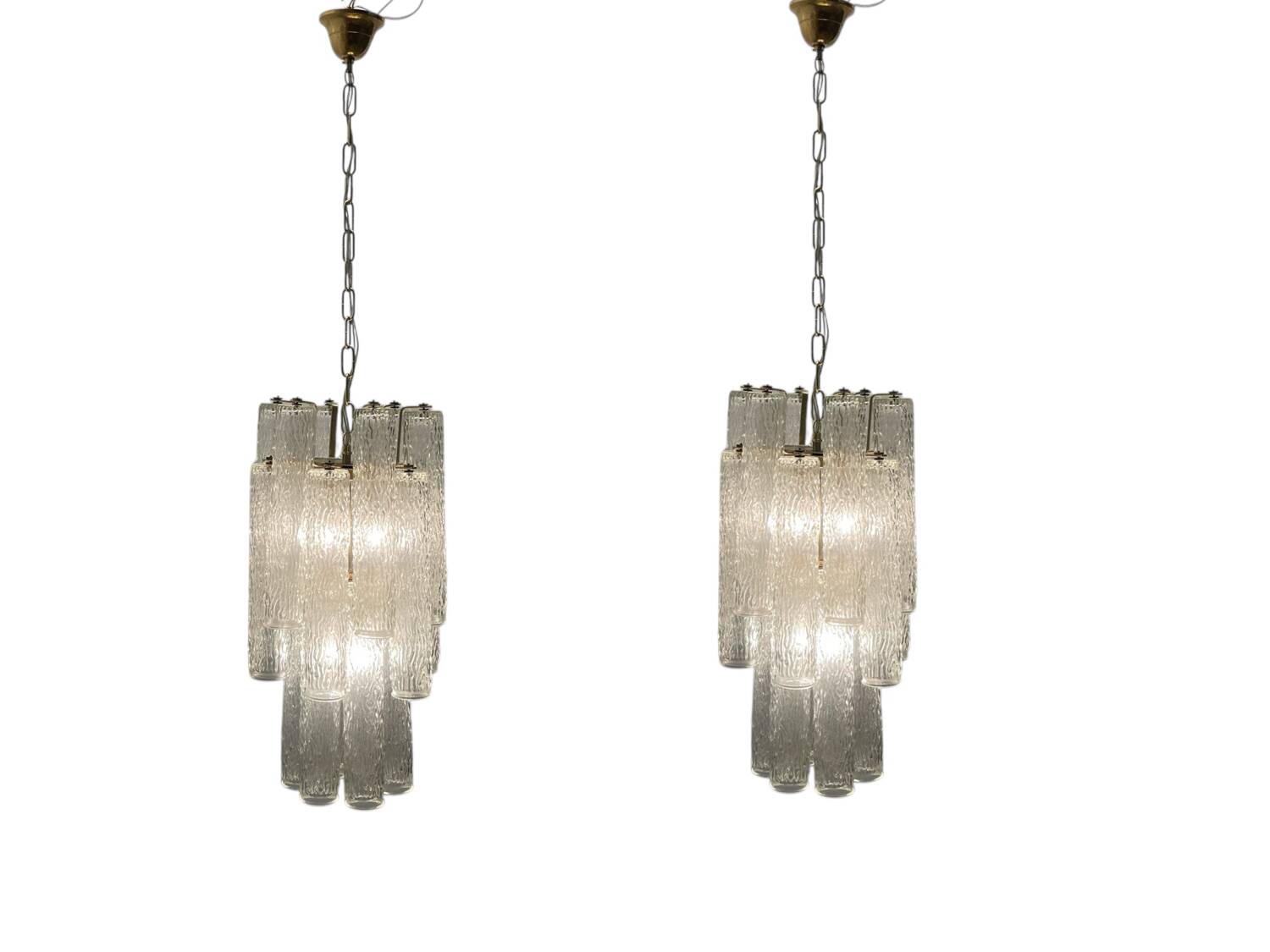 Set of 2 Murano Glass Tube Chandeliers 1970’s