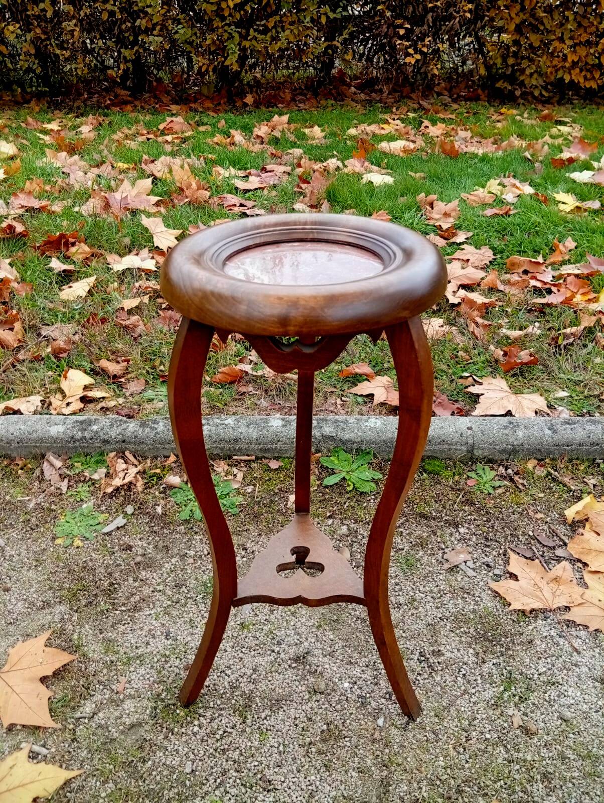 Wood and marble stool