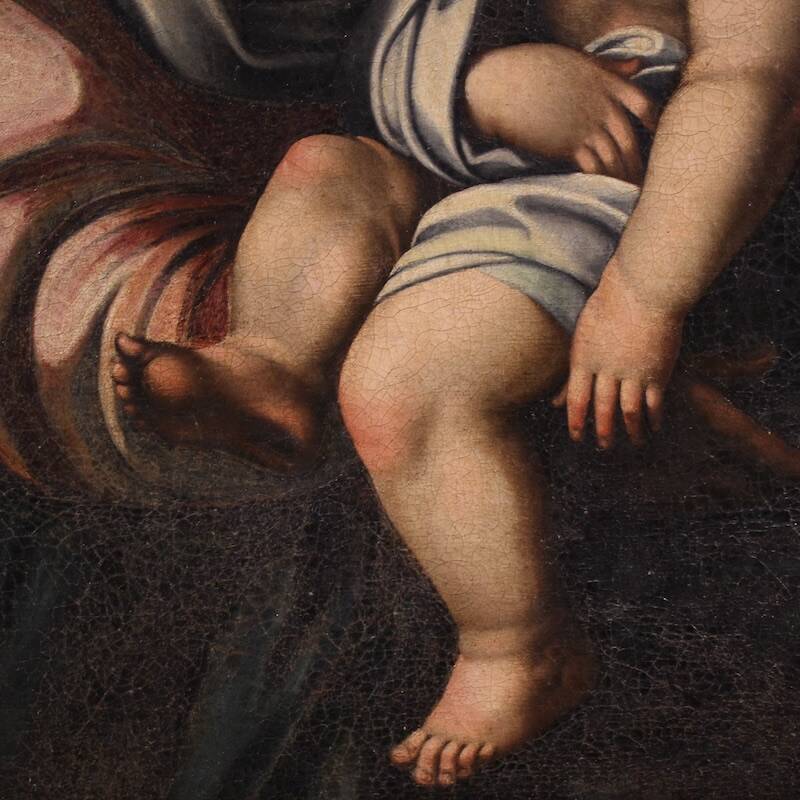 Antique Italian painting Madonna and Child from the 18th century