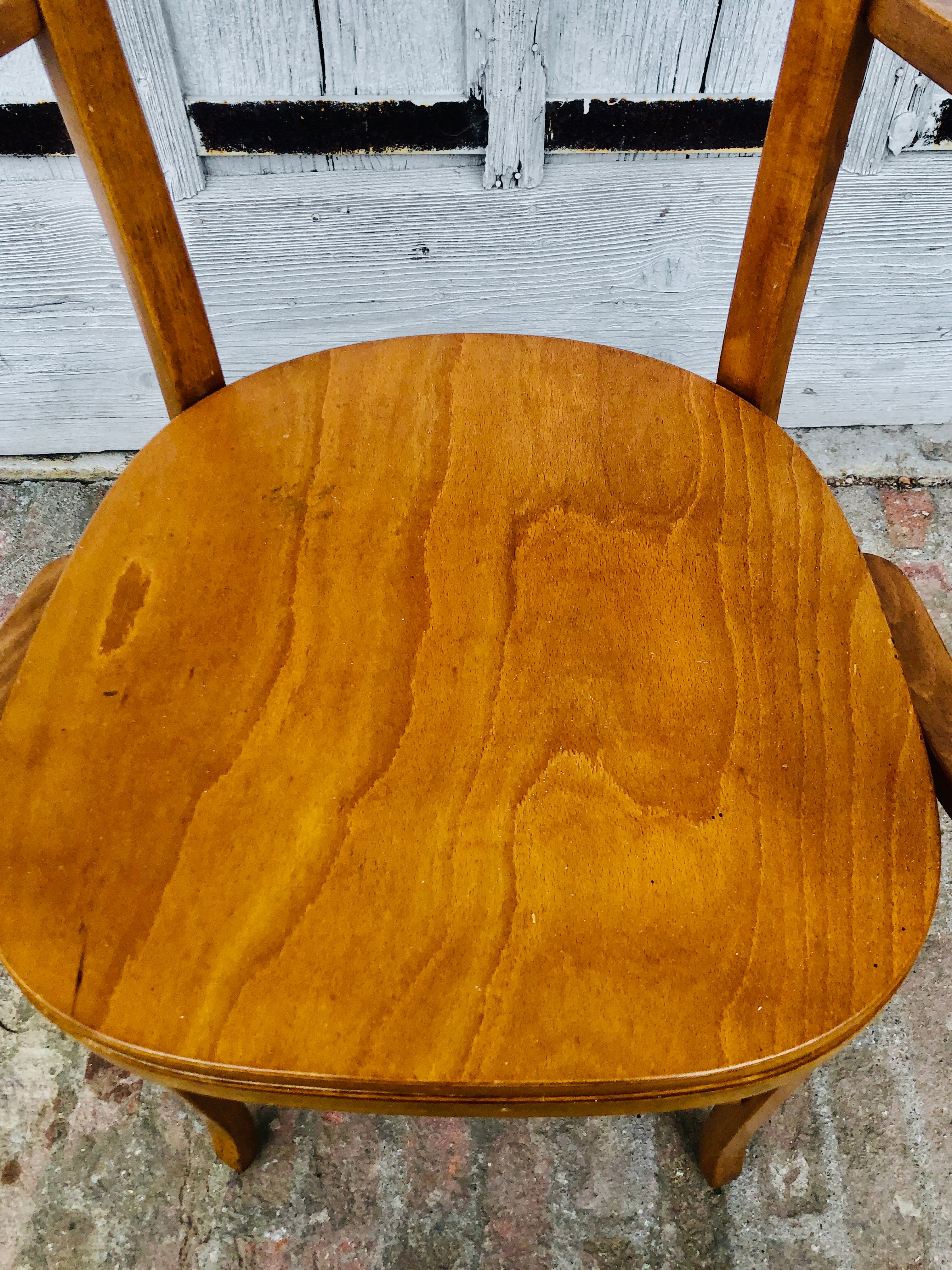 Baumann armchair curved wood armrests