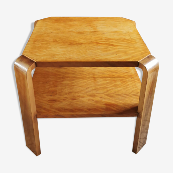 Square art deco coffee table in light wood