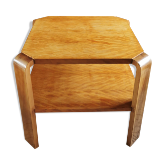 Square art deco coffee table in light wood