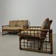 Chaise longue italienne des années 1970 en bambou, rotin, laiton et tissu style Liberty