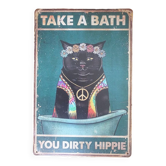 Hippie cat metal plate