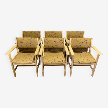 Suite de 6 fauteuils Hans Wegner "design scandinave" 1960.