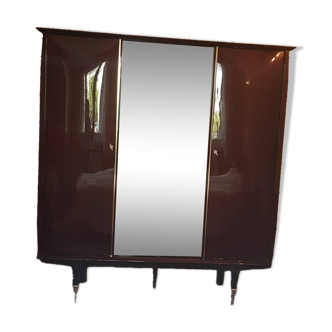 Vintage lacquered wooden wardrobe