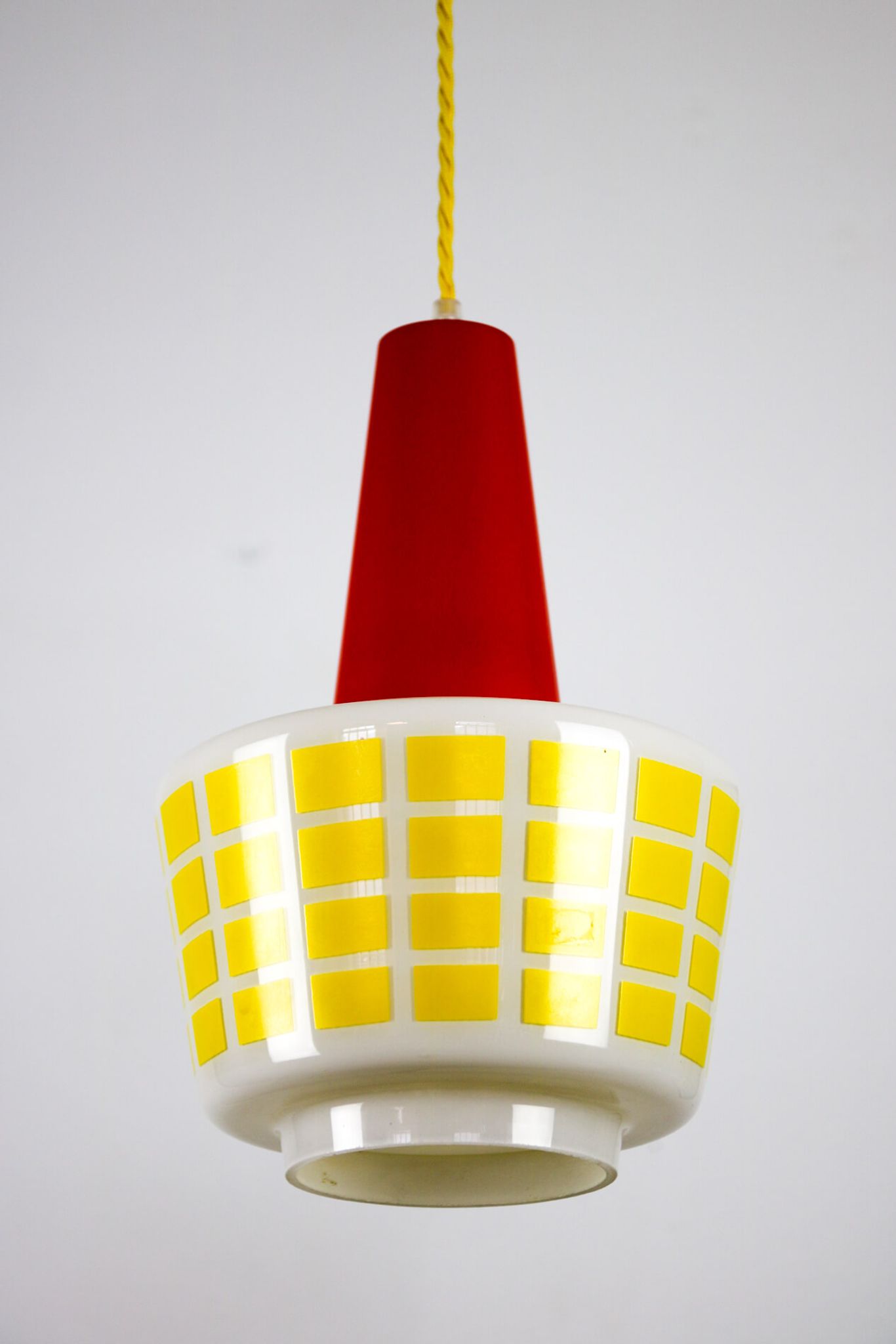 Suspension en verre rouge et jaune