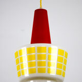 Suspension en verre rouge et jaune
