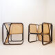 Paire de fauteuils design en bois courbé et osier