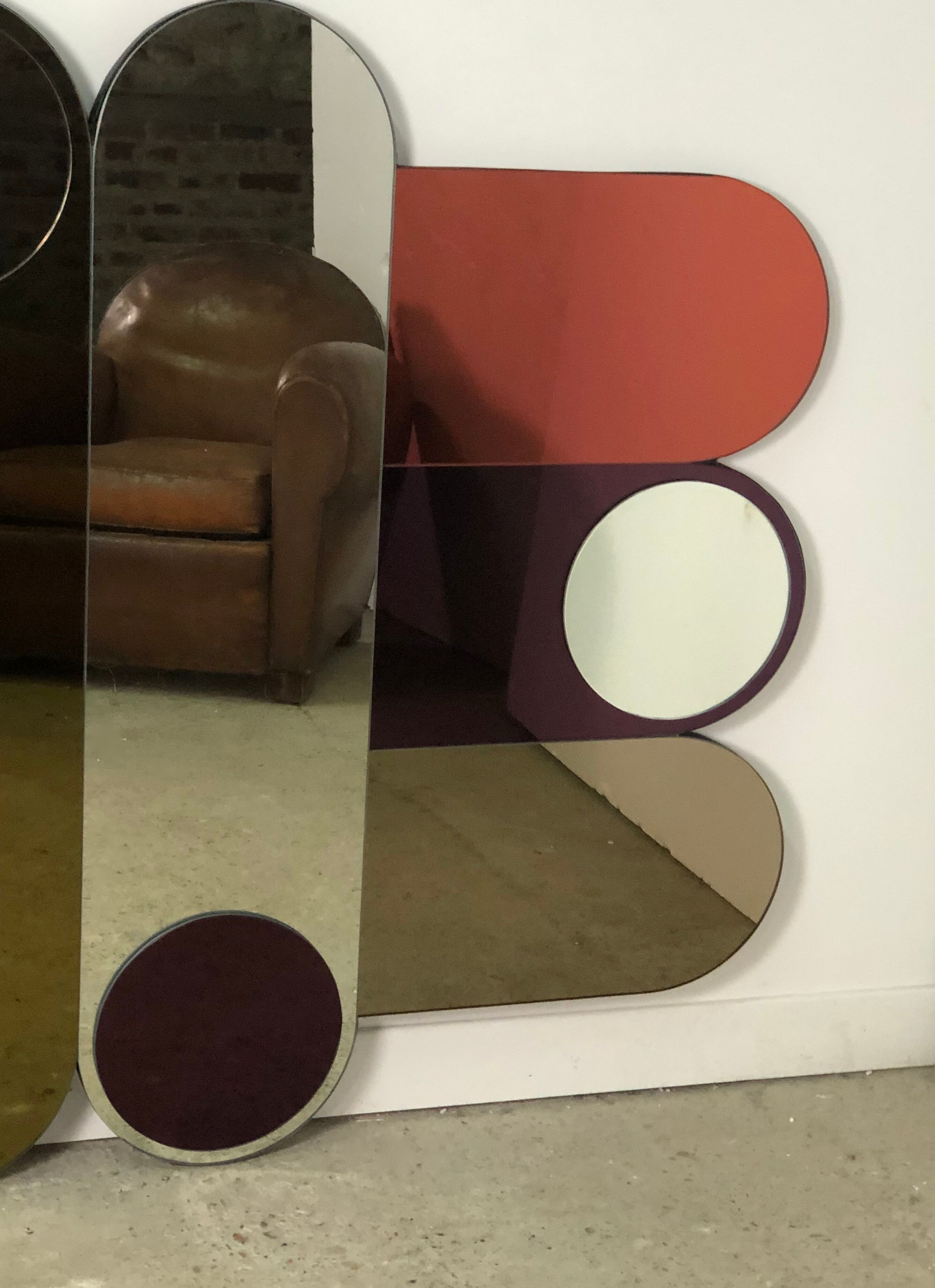 Miroir style 70'S en verre miroir fumé coloré