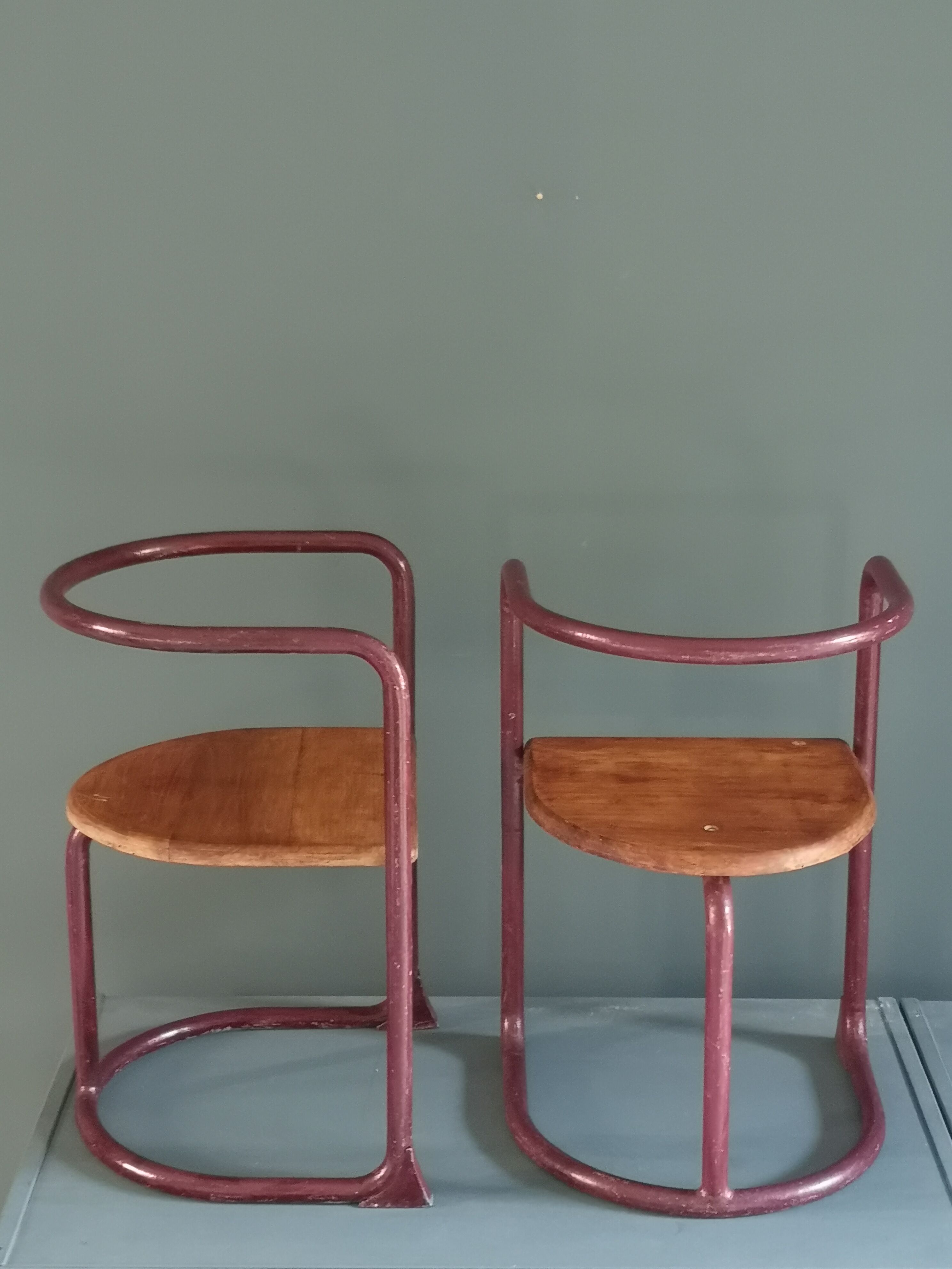 Pair of 50s children's chairs in tube