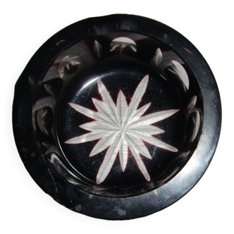 Small cylindrical ashtray in red/burgundy Bohemian crystal